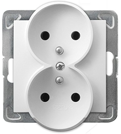 STECKDOSE, STECKDOSEN, SCHUTZKONTAKT, 220-240V, 2 FACH M-SYSTEM, Unterputz Schalter WEISS