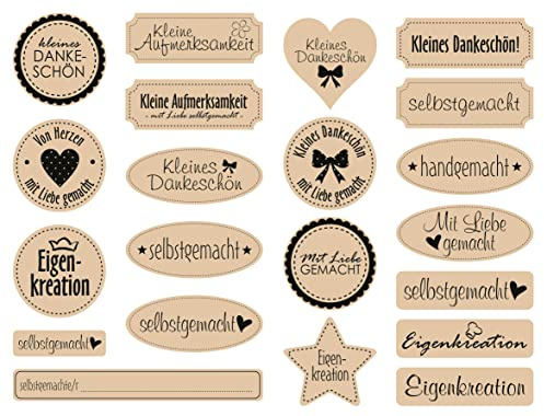 Meyco Kraftpapier-Sticker Selbstgemacht Aufkleber Kraftpapier Motivgröße 3.4-5.0 cm Ganzjährig Selbstklebend