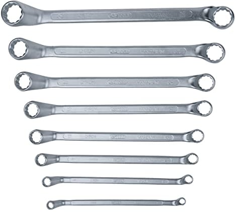 KS Tools 517.0248 - Pack de 8 piezas con llaves poligonales doble, acodadas 75°, bocas pulidas (tamaño: 6 x 7-20 x 22 mm)
