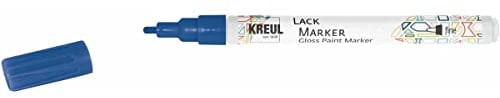 KREUL 47213 - Lackmalstift fine blau, mit Rundspitze Strichstärke 1 - 2 mm, zum Gestalten, Beschriften und Verzieren von kleinen, originellen Geschenken, Karten, uvm.