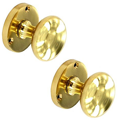 Victorian Style Polished Brass Mortice Round Door Knob Pair