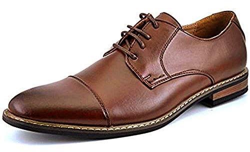 Bruno Marc Mens Oxfords Shoes, Men's Lace-ups Formal Dress Derby, Leather Shoes for Men in Smart Cacual Shoes for Walking, Parade, Brogues, Suit, Wedding,Size 7,Dark/Brown,Prince-6