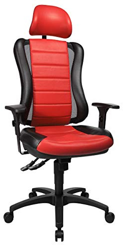 Topstar HE30PS101X Head Point RS P4, Bürostuhl, Schreibtischstuhl, inkl. höhenverstellbare Armlehnen, Kopfstütze, Polsterung schwarz/rot