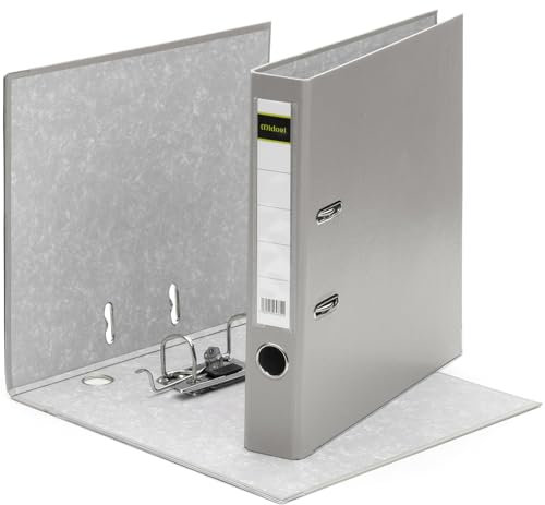 MIDORI Ordner PP-Color aus Kunststoff | 9er Pack Aktenordner 5 cm breit im DIN A4 Format in Grau | Schmaler Briefordner Ringordner mit austauschbarem Rückenschild