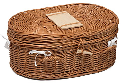 Prestige Wicker Willow Pet Coffin Lined with Cushion, 60 cm