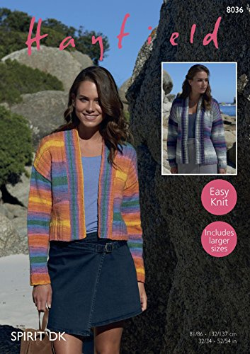 Sirdar 8036 Knitting Pattern Womens Easy Knit Short and Long Jackets in Hayfield Spirit DK