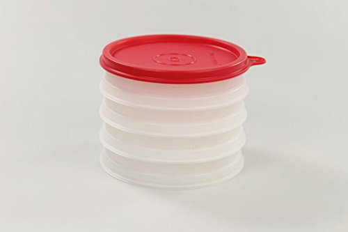 TUPPERWARE Küchenhelfer Hamburger-Maker Behälter (4) Burger + Deckel erdbeerrot