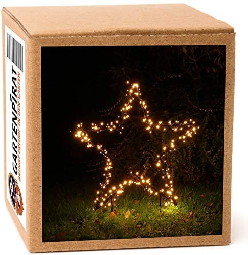 Gartenpirat Gartenstern mit Erdspieß Ø 90 cm 230 LED warmweiß mit Timer-Funktion Gartenstecker Weihnachtsbeleuchtung Stern Weihnachten außen