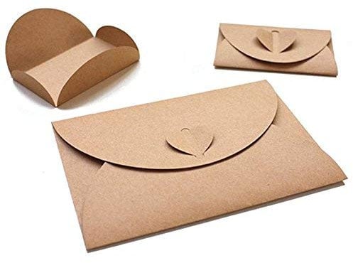 VGOODALL 100PCS Mini Gift Card Envelopes, Handmade Seed Envelopes Cute Kraft Paper Envelopes with Heart Clasp for Thank You Notes