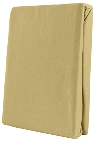 Leonado Vicent - Classic Spannbettlaken Bettlaken 100% Baumwolle Jersey Spannbetttuch in vielen Farben & Größen, Maße Spannbettlaken:90 x 200 cm - 100 x 200 cm, Farbe Spannbettlaken:Beige