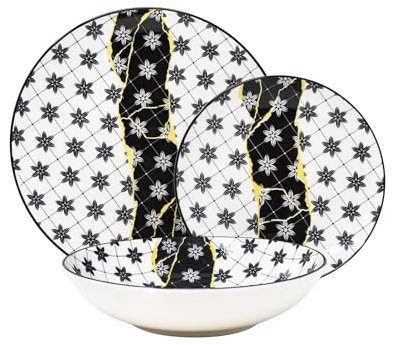 NAMAI - Servizio Piatti 6 Persone - Piatti Porcellana - Adatti in Lavastoviglie e Microonde - Piatti Colorati - Set Piatti 18 Pezzi - Set Piatti 6 Persone