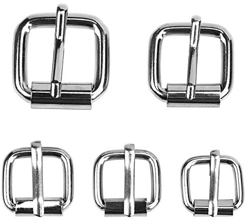 TsunNee 75PCS Metall-Rollschnallen für Taschen, Leder-Gürtel, Dornschließen, Handarbeits- und Bastelzubehör, 5 Größen silber