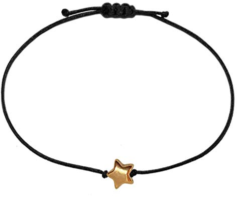 Selfmade Jewelry Bracelet étoile en or rose pour femme, bracelet macramé réglable étoile fait main, boîte cadeau incluse (or rose) (16,5 cm)