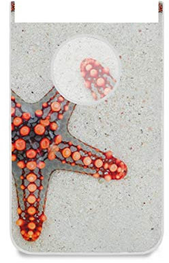 FANTAZIO Wäschesammler mit Seestern-Muster, transparent, orange