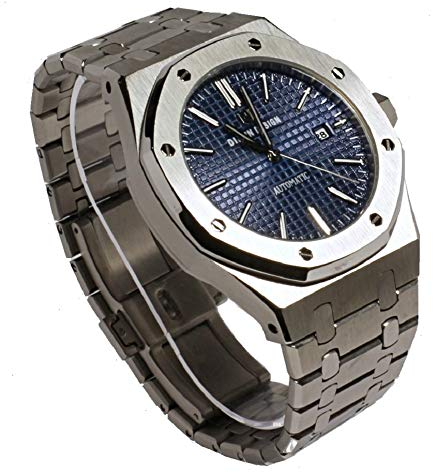 TOC STORE Sportlich Elegante Herren Automatik Uhr, Saphirglas, massives Armband, Miyota Uhrwerk, Didun Royal One Blaues Zifferblatt