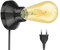 ledscom.de E27 Porzellan Lampen-Fassung Elektra, rund, Stecker, Schalter, schwarz, inkl. E27 Lampe Vintage Retro gold extra-warmweiß 489lm