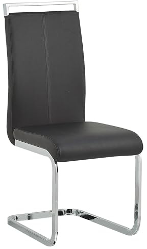 Beliani Modernes Freischwinger Stuhl 2er Set Schwarz Kunstleder Metallgestell Greedin