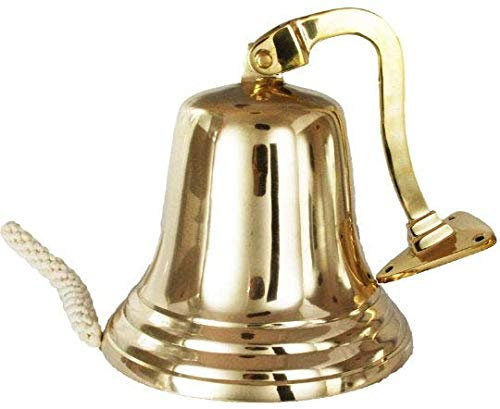 Retro Collections Solid 6 inch brass ship pub door bell with heavy mounting bracket& lanyard