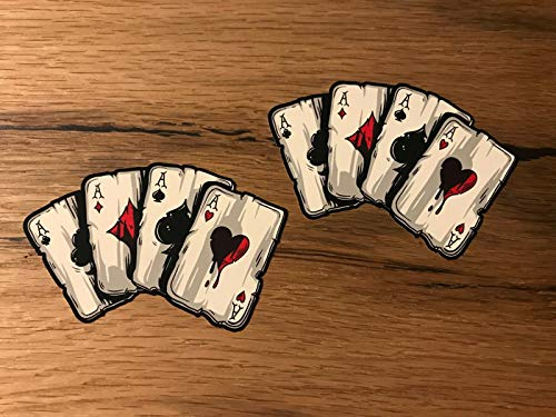24/7stickers #435 / 2X Ass Aufkleber 9x6cm Motorrad Auto Tuning Ace Oldtimer Rocker Hot Rod V8 V2 Custom Oldschool Vintage Look Umbau Poker Skull Cafe Racer Bobber