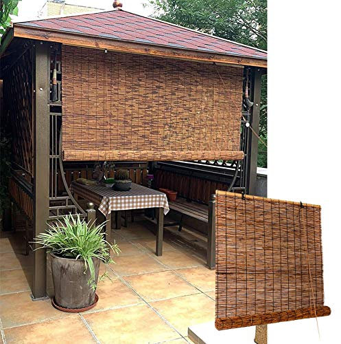 Bambus Rollo Seitenzugrollo, Bambus Jalousie Für Fenster, Hochwertige Raffrollo Für Innenfenster, Außen, Küche, Balkon, Innenhof, Tür, Aus Schilfrohr Natur, Mit Zubehör, 90x200cm