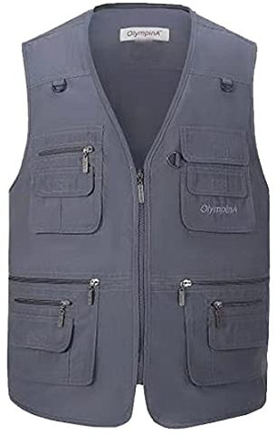 Hwalleum Herren Multifunktional Outdoor Freizeit Weste mit Vielen Taschen, Herren Klassisch Draussen Multi-Taschened Casual Anglerweste Leicht Atmungsaktiv Jagd Fotografie Wandern Gilets Camping Vest