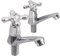 Bohaner 2 grifos de lavabo cromados con palanca para lavabo de baño, par de grifos de lavabo de latón cromado, par de grifos de lavabo de agua fría y caliente para baño, cocina