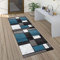 QQrunner Teppich läufer Flur Grau und Blau rutschfest 60x100cm Küchenteppich Patchwork Waschbar Meterware Schlafzimmer Korridor Teppich Lang, Länge Anpassbare, 60/70/ 80/90/ 100/110/ 120cm Breit