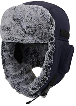 ZffXH Trapper Mütze Herren, Blau Ushanka Herren Wasserfest, Warme Mütze Mit Ohrenklappen, Mütze Mit Ohrenklappen, Russen Mütze Herren, Herren Winter Fliegermütze Trappermütze