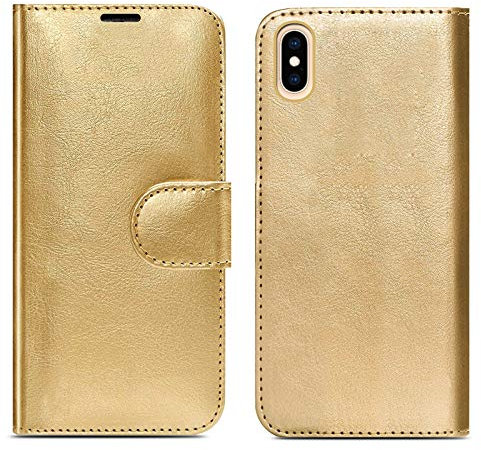 ProGadgetsLtd Case For iPhone XS Max Phone Case with Card Holder Shockproof Flip Wallet Leather Magnetic Stand Cover Case For iPhone XS Max (Gold)