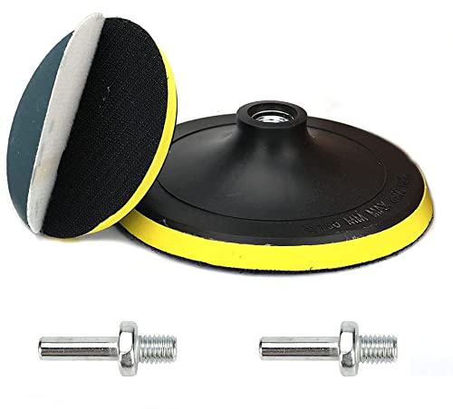 SI FANG 2 Pack 150mm/6 Inch Hook and Loop Backing Pad with M14 Thread Drill Adapter, Car Orbital Sander Polisher Buffer Backing Plate, Polishing Buffing Tool for Sanding Discs/Wool Sponge Pads