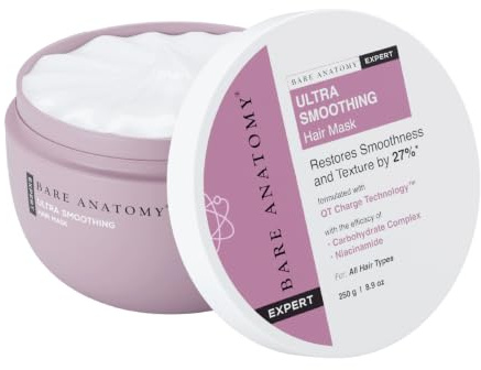 Bare Anatomy Ultra Smoothing Hair Mask for Damaged Hair | Carbohydrate Complex & Niacinamide | Deep Conditioning Hair Mask | For Dry, Frizzy & Damaged Hair | Sulphate Free | 250g