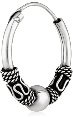 NKlaus Einzel Wikinger Creole mit Kugel 925 Silber Celtic 20mm Gothic Ohrring 3020