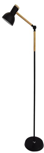 Bel Air Home - Stehleuchte Wohnzimmer TEACHER Serie 1x E-27 aus Metall und Holz, elegante Beleuchtung für jeden Raum, zeitloses Design (GLÜHBIRNE NICHT INBEGRIFFEN)(SCHWARZ)