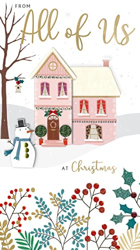 Greeting Cards for Everyone From All Of Us House Embellished Christmas Card Hand-Finished Champagne Cards XCDC368
