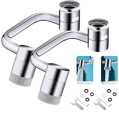 Universeller 1080° drehbarer Wasserhahn-Verlängerungsbelüfter, 2 Packungen massives Messing, Universal-Spritzfilter-Wasserhahn, 1080 Grad drehbarer Wasserhahn, Luftsprudler mit zwei Funktionen, 2