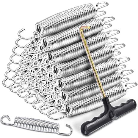 LUNKUIVY 50 PCS Trampoline Springs 5.5 inch Heavy Duty Stainless Steel Replacement Trampoline Tool for Springs, Great for Outdoor Sports, Skywalker,Include One T-Types Snap Hook
