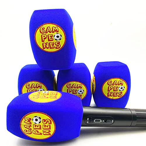 5 Stück Schaumstoff-Windschutz mit Logo bedruckt Customize mic Schaumstoffabdeckung Windschutzscheiben für TV-Interview-Mikrofon (blau)