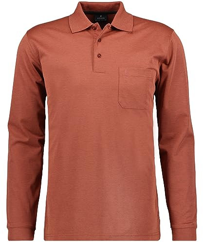 RAGMAN Herren Softknit-Polo mit Brusttasche, Langarm XXL, gebranntes Orange-543