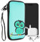 kwmobile Handytasche für Smartphones XXL - 7 - Neopren Handy Tasche Hülle Cover Case Schutzhülle - Eule Schlaf Türkis Braun Mintgrün - 17,7 x 8,5 cm Innenmaße