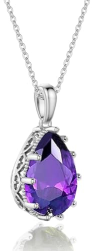 YONVUN Zircon pendentif Collier | ovale poire gemme mariage mariée larme Autriche cristal collier rubis saphir émeraude argent bijoux set cadeau pour femme maman fille petite amie
