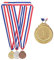 Relaxdays Medaille Kinder 3er Set, Ø 5 cm, 1.2.3. Platz, mit Band, Fußball, Siegermedaille, Metall, gold, silber, bronze