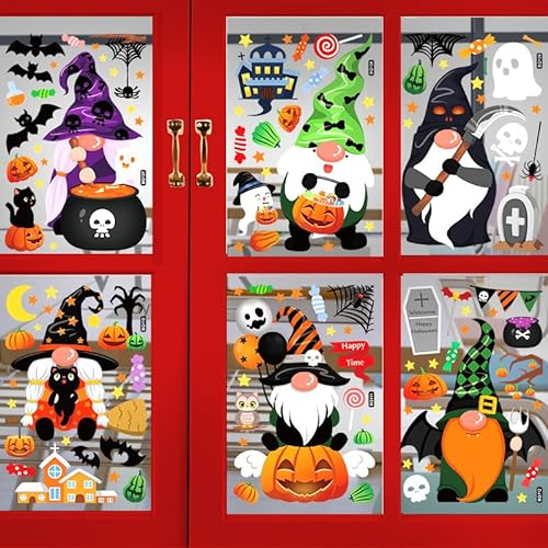 Regendeko 6Pcs Halloween Wichtel Fensterdeko Halloween Fenster Aufkleber Wandaufkleber Halloween Dekorationen Wandtattoos für Halloween Party