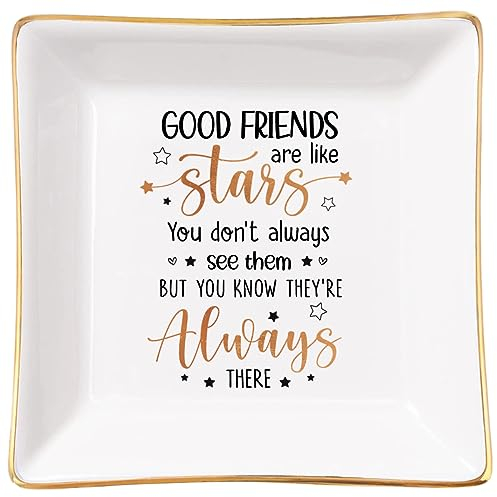 SANDJEST Good Friends Are Like Stars Geschenke Keramik Ring Schale Schmucktablett Geburtstag Freundschaft Teller Halter Geschenk für Freund Bestie Bff Frauen Weiblich