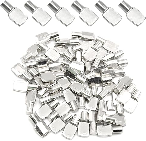 Hocansen 50 Stück Flache Löffelart Regalträger 5x19mm Bodenträger Schrank Regalbrett Halterung für Möbel,Bücherregal and Schrank(7 * 25mm/P)