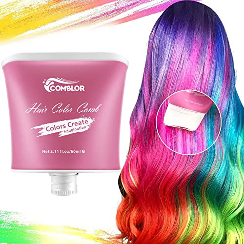 Comblor Craie pour cheveux pour filles et adultes, kit de coloration temporaire pour enfants, lavable, Halloween, Noël, cosplay (rose)