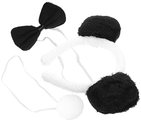 FOMIYES 1 Satz Panda-kostümset Panda-cosplay-verkleidung Plüsch Fliege Krawatte Haargummi Organizer Aufhängen Anime-anziehset Aus Kunstpelz Cosplay-tierkostüm Kind Ohr Flanell Schmücken