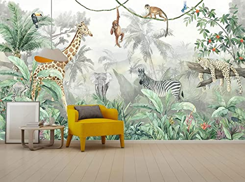 Papel Pintado 3D Habitación Infantil Animal Jungle Fotomurales 3D Tv Fondo Pared Dormitorio Murales Papel Tapiz Moderno