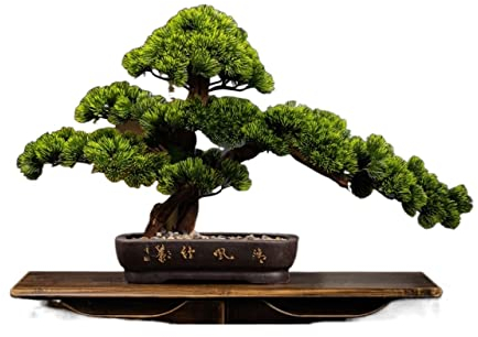 Künstliche Pflanzen Simulation im chinesischen Stil Willkommen Kiefer Bonsai Veranda Zypresse Kiefer Ornamente Wohnzimmer Dekoration Gefälschter Baum Hohe Arhat Kiefer Topfpflanze for Dekoration, Desk