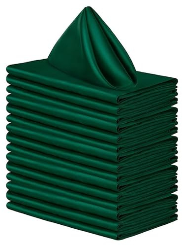 SYSUII 10PC Stoffservietten, weich bequem wiederverwendbar Servietten Party Hochzeit Seide Satin Serviette Tischdekoration Tischservietten für Hotel,Restaurant,Zuhause und Küche 30 * 30cm,Grün