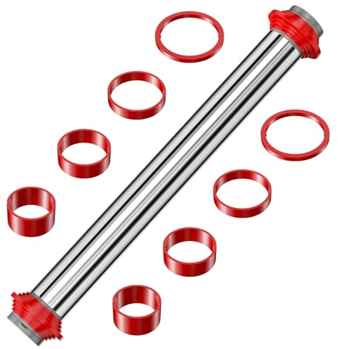 WinGluge 35cm Rouleau a Patisserie Ajustable, Rouleaux à Pâtisserie en Acier Inoxydable, Rouleau à Pâtisserie Antiadhésif avec Anneaux Amovibles pour Pizza, Pâte, Biscuit, Fondant, Tarte